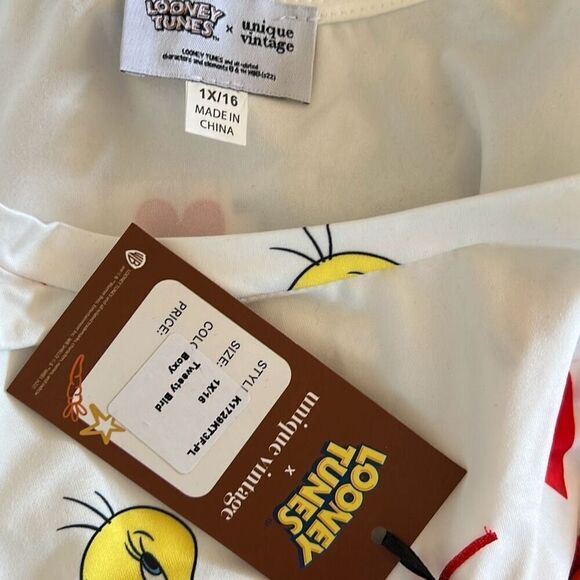 Looney Tunes x Unique Vintage Boxy Fringe Tweety Bird Tshirt Plus Size 1X Nwt - Picture 4 of 6